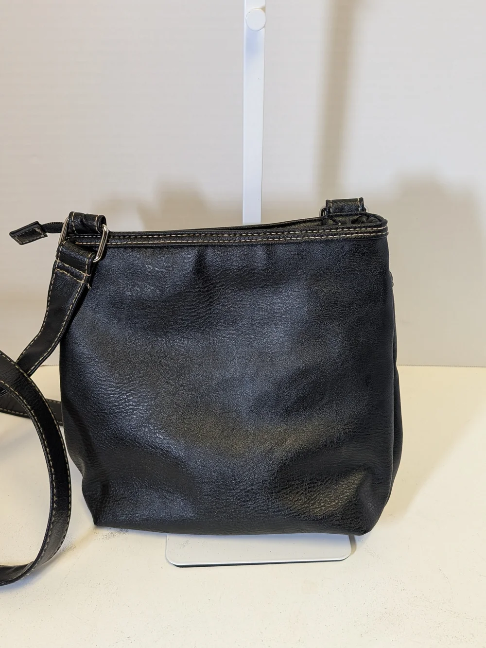 Merona Black Leather-Look Messenger Bag for Men